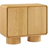 Lumo 2 Door Curved Accent Cabinet in Oak Brown Wood