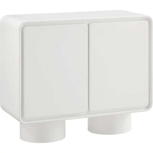 Lumo 2 Door Curved Accent Cabinet in White Wood