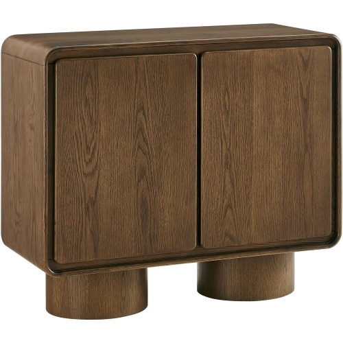 Lumo 2 Door Curved Accent Cabinet in Walnut Brown Wood