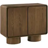 Lumo 2 Door Curved Accent Cabinet in Walnut Brown Wood