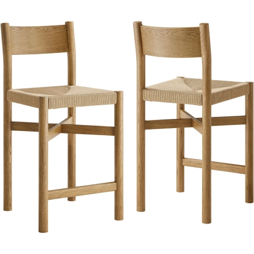Alvia Counter Stool in Weathered Oak Wood & Paper Rope (Set of 2)