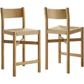 Alvia Counter Stool in Weathered Oak Wood & Paper Rope (Set of 2)