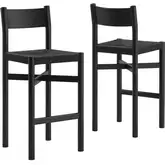 Alvia Bar Stool in Black Oak Wood & Paper Rope (Set of 2)