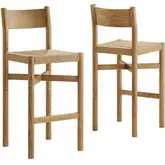 Alvia Bar Stool in Weathered Oak Wood & Paper Rope (Set of 2)