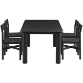 Alvia 5 Piece Dining Table & Chair Set in Black Oak Wood & Paper Rope
