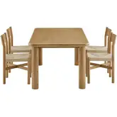 Alvia 5 Piece Dining Table & Chair Set in Weathered Oak Wood & Paper Rope