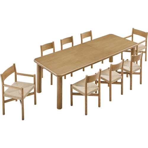 Alvia 9 Piece Extendable Dining Table & Chair Set in Weathered Oak Wood
