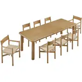 Alvia 9 Piece Extendable Dining Table & Chair Set in Weathered Oak Wood