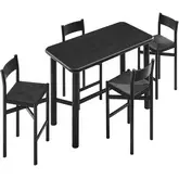 Alvia 5 Piece Bar Height Dining Set in Weathered Oak Wood & Paper Rope