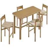 Alvia 5 Piece Bar Height Dining Set in Weathered Oak Wood