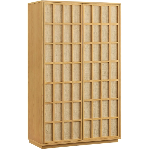 Aiko 64" Tall Storage Cabinet in Light Oak & Brown Wood