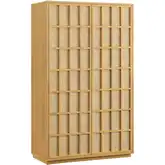 Aiko 64" Tall Storage Cabinet in Light Oak & Brown Wood