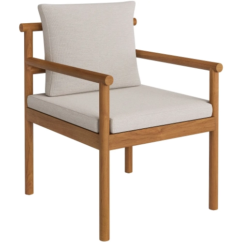 Eleni Outdoor Rope Dining Chair in Teak, Sail White Fabric & Rope