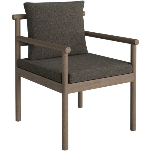 Eleni Outdoor Rope Dining Chair in Weathered Teak, Gray Flint Fabric & Rope