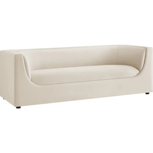 Hilda 86" Curved Back Sofa in Alabaster White Velvet