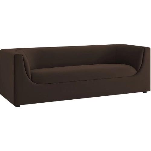 Hilda 86" Curved Back Sofa in Chocolate Brown Velvet