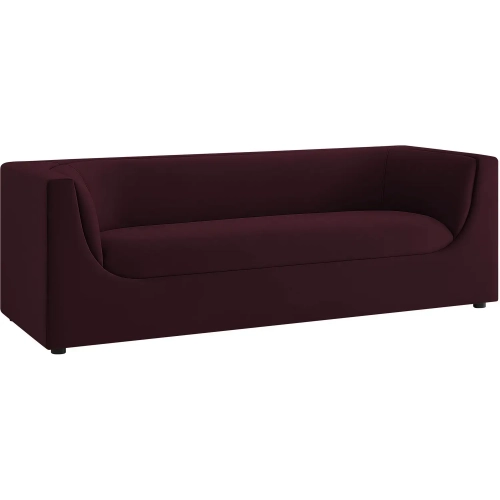 Hilda 86" Curved Back Sofa in Mulberry Purple Velvet