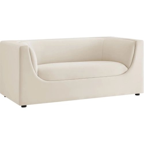 Hilda 67" Curved Back Loveseat in Alabaster White Velvet