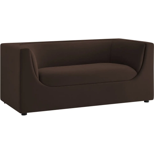 Hilda 67" Curved Back Loveseat in Chocolate Brown Velvet