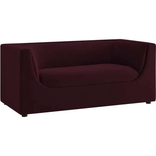 Hilda 67" Curved Back Loveseat in Mulberry Purple Velvet