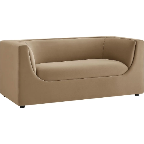 Hilda 67" Curved Back Loveseat in Taupe Brown Velvet