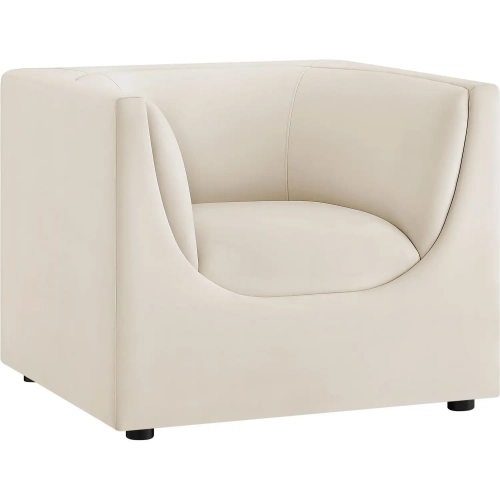 Hilda Curved Back Accent Arm Chair in Alabaster White Velvet