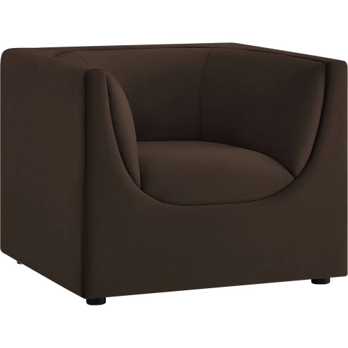 Hilda Curved Back Accent Arm Chair in Chocolate Brown Velvet