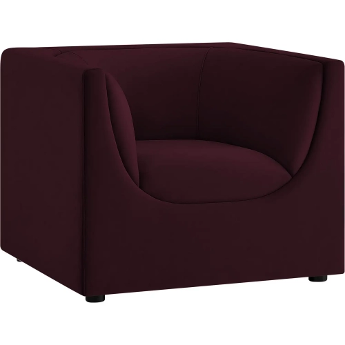 Hilda Curved Back Accent Arm Chair in Mulberry Purple Velvet