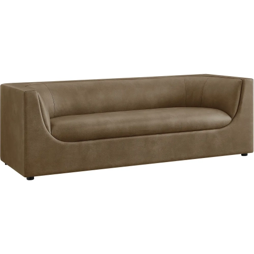 Hilda 86" Curved Back Sofa in Mushroom Brown Vegan Leather