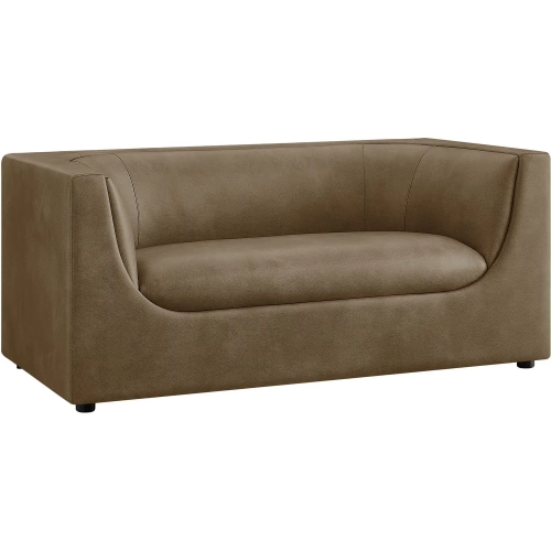 Hilda 67" Curved Back Loveseat in Mushroom Brown Vegan Leather