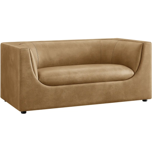 Hilda 67" Curved Back Loveseat in Toast Brown Vegan Leather