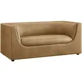 Hilda 67" Curved Back Loveseat in Toast Brown Vegan Leather