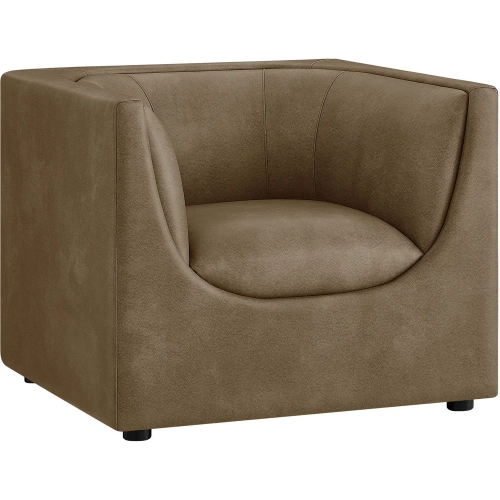 Hilda Curved Back Accent Arm Chair in Mushroom Brown Vegan Leather