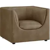 Hilda Curved Back Accent Arm Chair in Mushroom Brown Vegan Leather