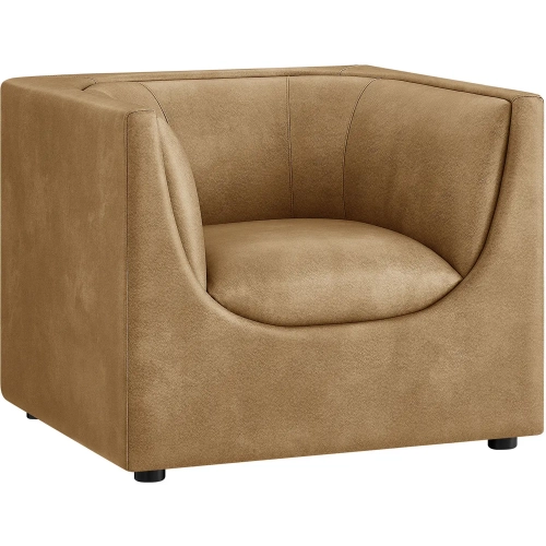 Hilda Curved Back Accent Arm Chair in Toast Brown Vegan Leather