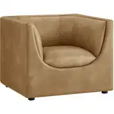 Hilda Curved Back Accent Arm Chair in Toast Brown Vegan Leather