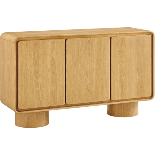Lumo 3 Door Curved Accent Cabinet in Oak Brown Wood