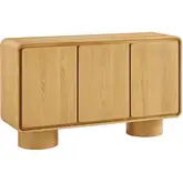 Lumo 3 Door Curved Accent Cabinet in Oak Brown Wood
