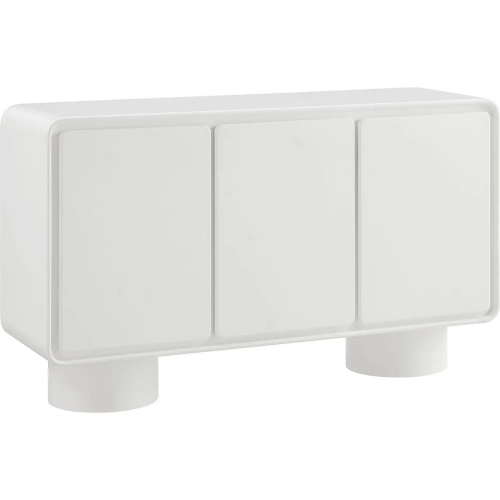 Lumo 3 Door Curved Accent Cabinet in White Wood