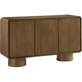 Lumo 3 Door Curved Accent Cabinet in Walnut Brown Wood