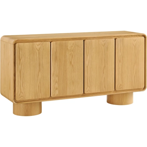 Lumo 4 Door Curved Accent Cabinet in Oak Brown Wood