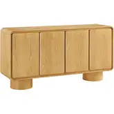 Lumo 4 Door Curved Accent Cabinet in Oak Brown Wood
