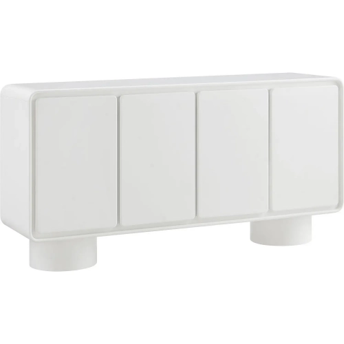 Lumo 4 Door Curved Accent Cabinet in White Wood