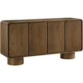 Lumo 4 Door Curved Accent Cabinet in Walnut Brown Wood