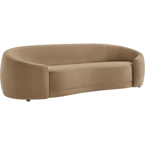 Contessa Curved Sofa in Taupe Brown Performance Velvet