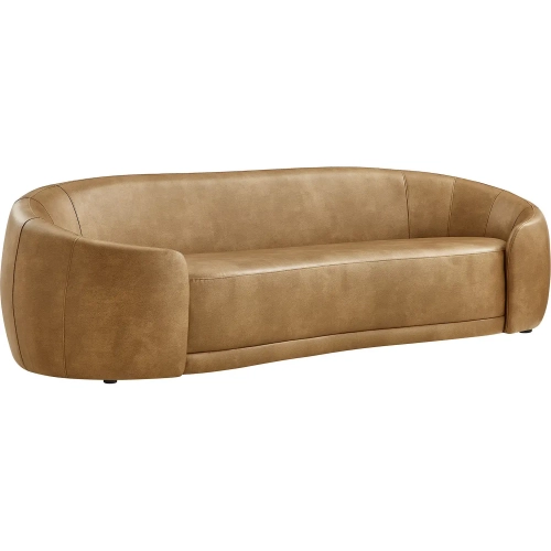 Contessa Curved Sofa in Toast Brown Vegan Leather