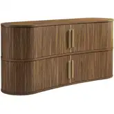 Radcliffe 63" Curved Fluted Sideboard Buffet in Walnut Brown Finish