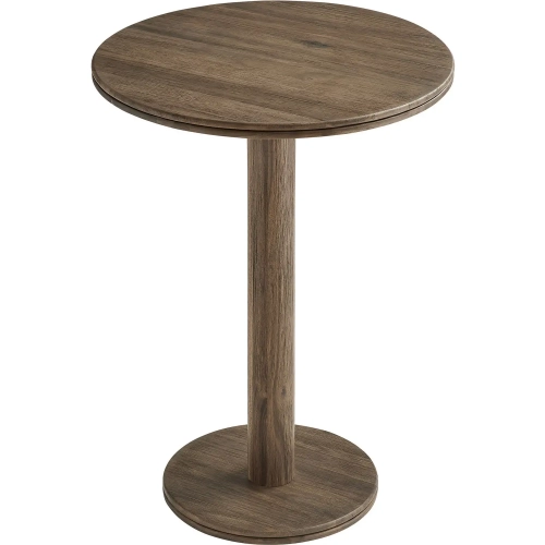 Neo 31" Round Indoor Outdoor Bar Dining Table in Brushed Brown Acacia Wood
