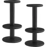 Neo 15" Round Indoor Outdoor Bar Stool in Brushed Black Acacia Wood (Set of 2)