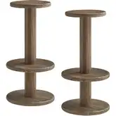 Neo 15" Round Indoor Outdoor Bar Stool in Brushed Brown Acacia Wood (Set of 2)